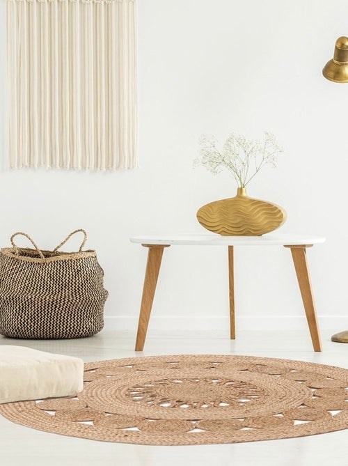 Tapis rond jute ajouré 90 cm - Kiabi