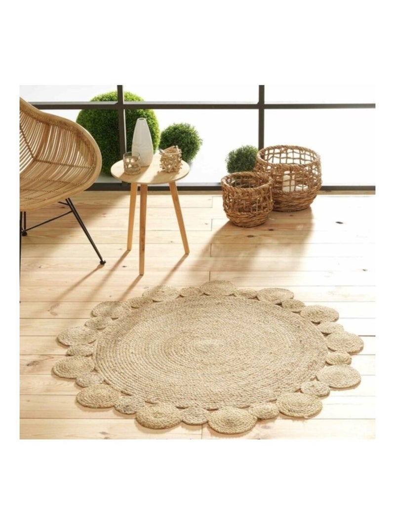 Tapis rond jute ajouré Cordou Beige - Kiabi