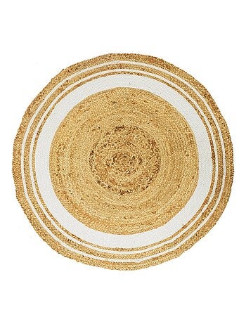 Tapis rond jute coton blanc D90