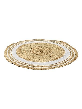 Tapis rond jute coton blanc D90