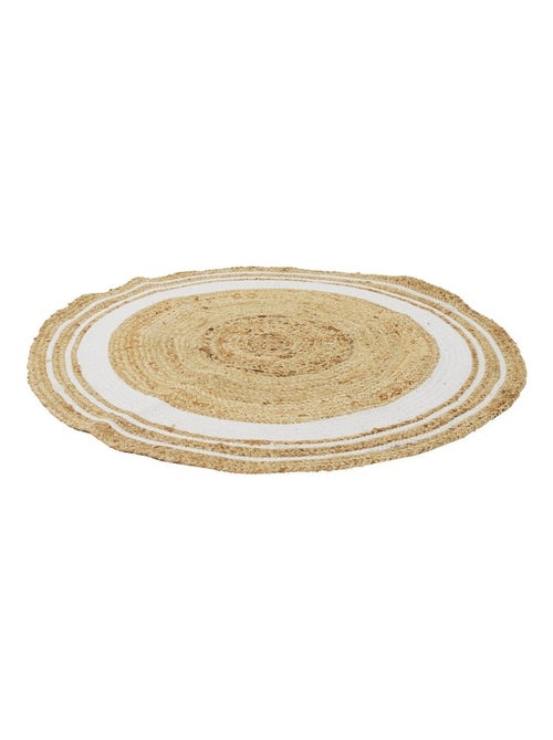 Tapis rond jute coton blanc D90 - Kiabi