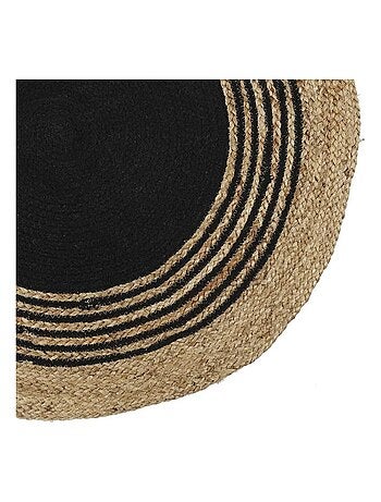 Tapis rond jute coton noir D90