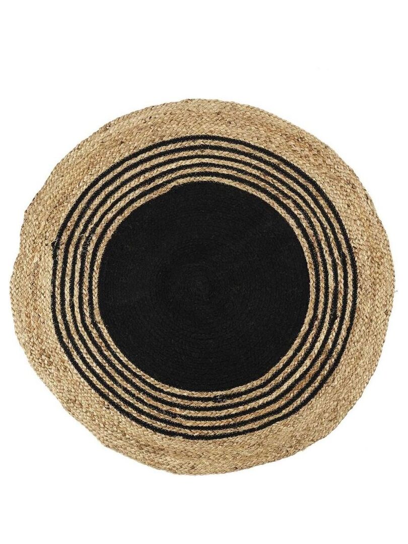 Tapis rond jute coton noir D90 Noir - Kiabi