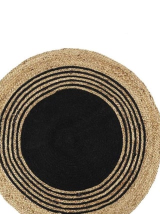 Tapis rond jute coton noir D90