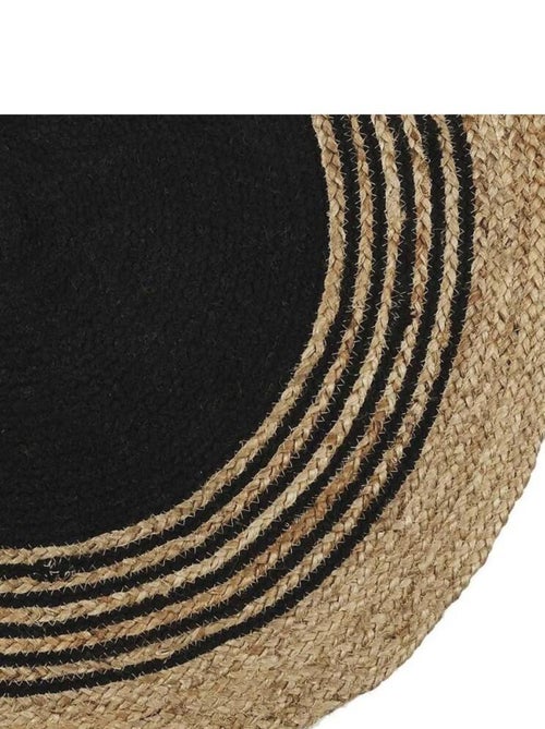 Tapis rond jute coton noir D90 - Kiabi
