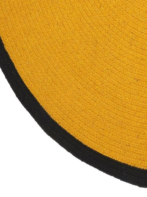 Tapis rond moutarde bord noir D120 coton - Kiabi