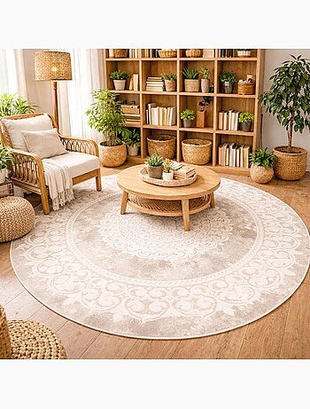 Tapis rond oriental tissé motif ancestral lyn7 balrod