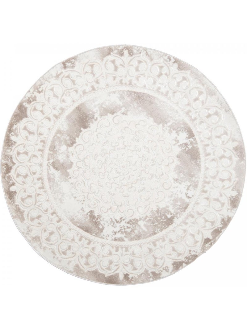 Tapis rond oriental tissé motif ancestral lyn7 balrod Beige - Kiabi