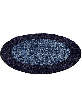 Tapis rond poils longs shaggy tissé motif simple BORDURE