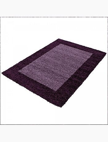 Tapis rond poils longs shaggy tissé motif simple BORDURE