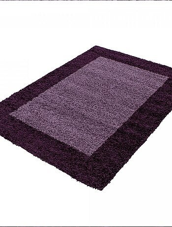 Tapis rond poils longs shaggy tissé motif simple BORDURE