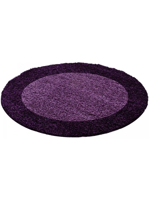 Tapis rond poils longs shaggy tissé motif simple BORDURE - Kiabi