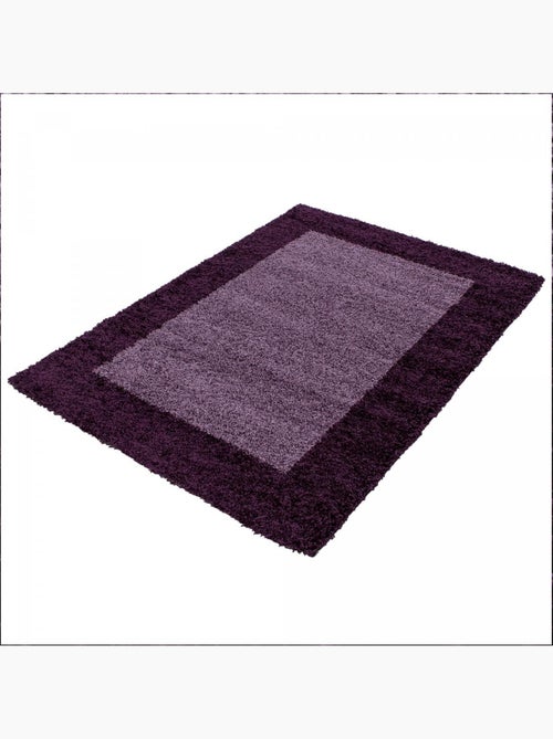 Tapis rond poils longs shaggy tissé motif simple BORDURE - Kiabi