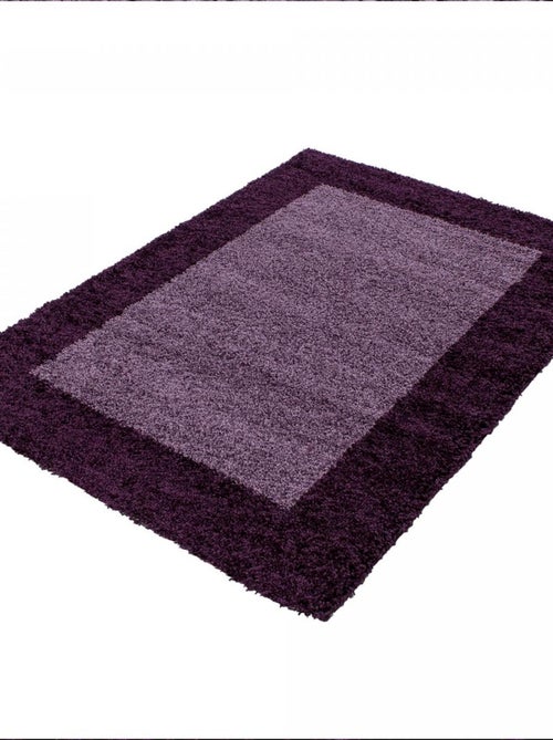 Tapis rond poils longs shaggy tissé motif simple BORDURE - Kiabi