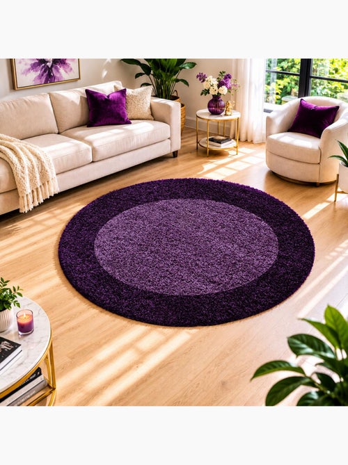 Tapis rond poils longs shaggy tissé motif simple BORDURE - Kiabi Tapis rond poils longs shaggy tissé motif simple BORDURE - Kiabi