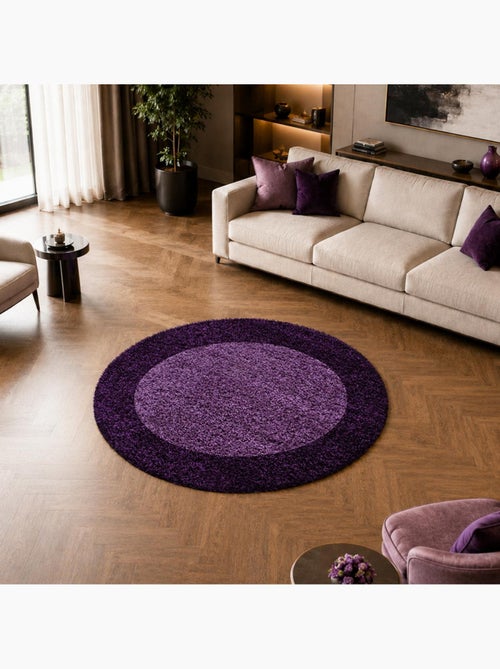 Tapis rond poils longs shaggy tissé motif simple BORDURE - Kiabi Tapis rond poils longs shaggy tissé motif simple BORDURE - Kiabi