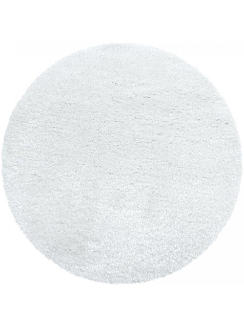 Tapis rond poils longs shaggy tissé motif uni UNI A - Kiabi