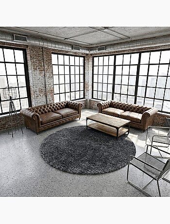 Tapis longs poils shaggy tissé motif uni UNI A