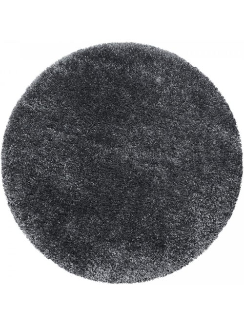 Tapis rond poils longs shaggy tissé motif uni UNI A - Kiabi