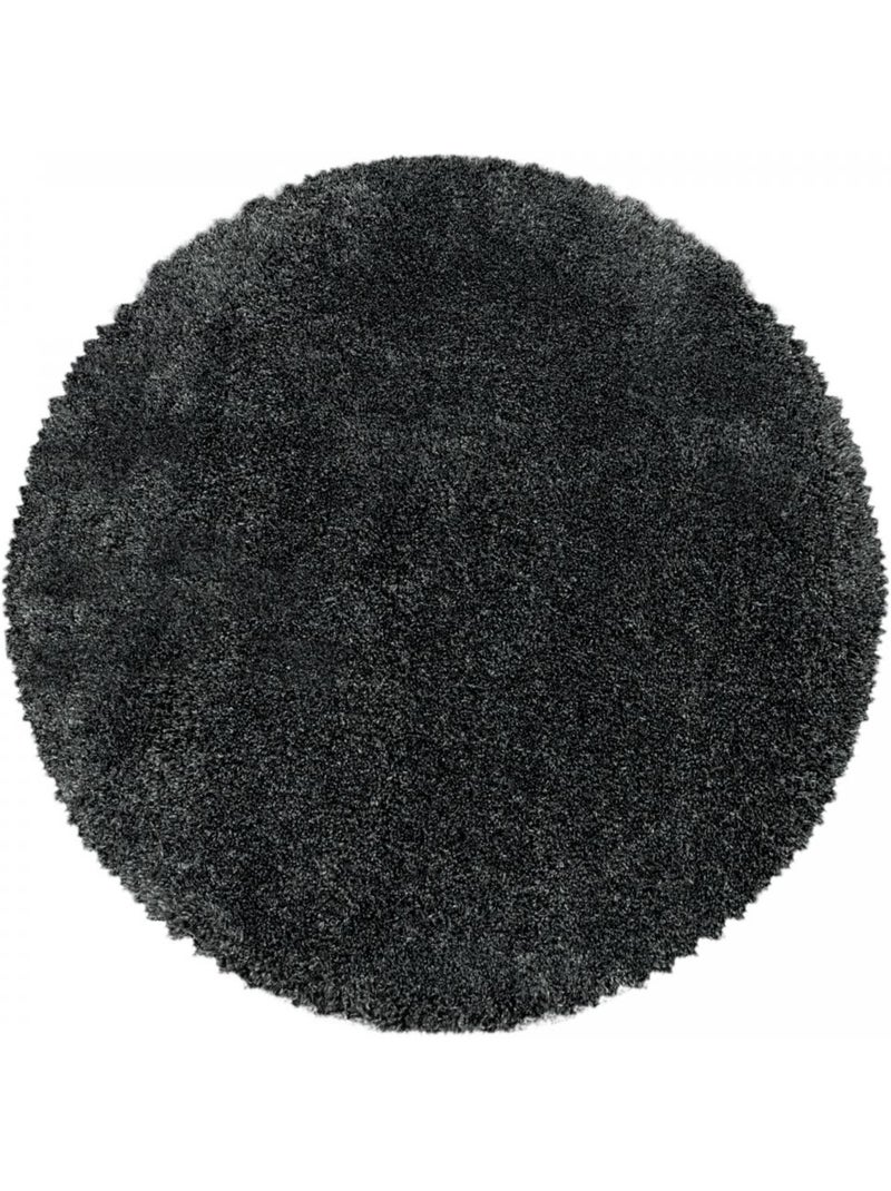 Tapis rond poils longs shaggy tissé motif uni UNI B Gris - Kiabi