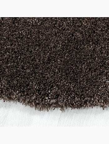 Tapis rond poils longs shaggy tissé motif uni uni b