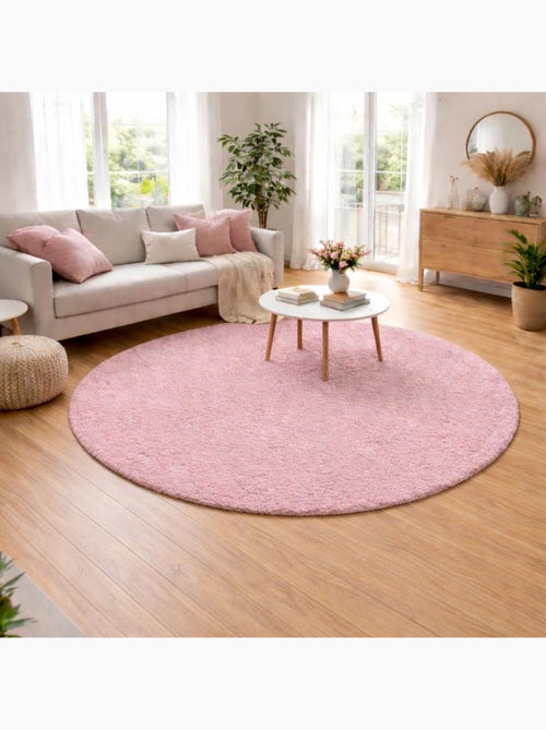 Tapis rond poils longs shaggy tissé motif uni UNI B - Kiabi
