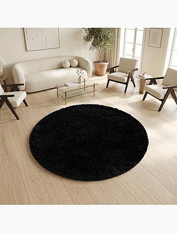 Tapis rond poils longs shaggy tissé motif uni UNI I