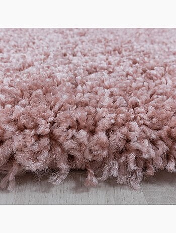 Tapis rond poils longs shaggy tissé motif uni UNI I