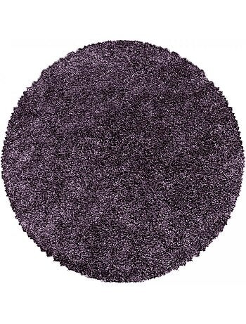 Tapis rond poils longs shaggy tissé motif uni UNI I