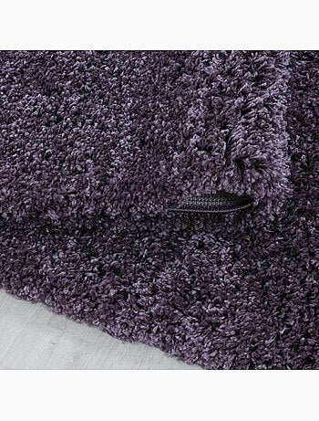 Tapis rond poils longs shaggy tissé motif uni UNI I