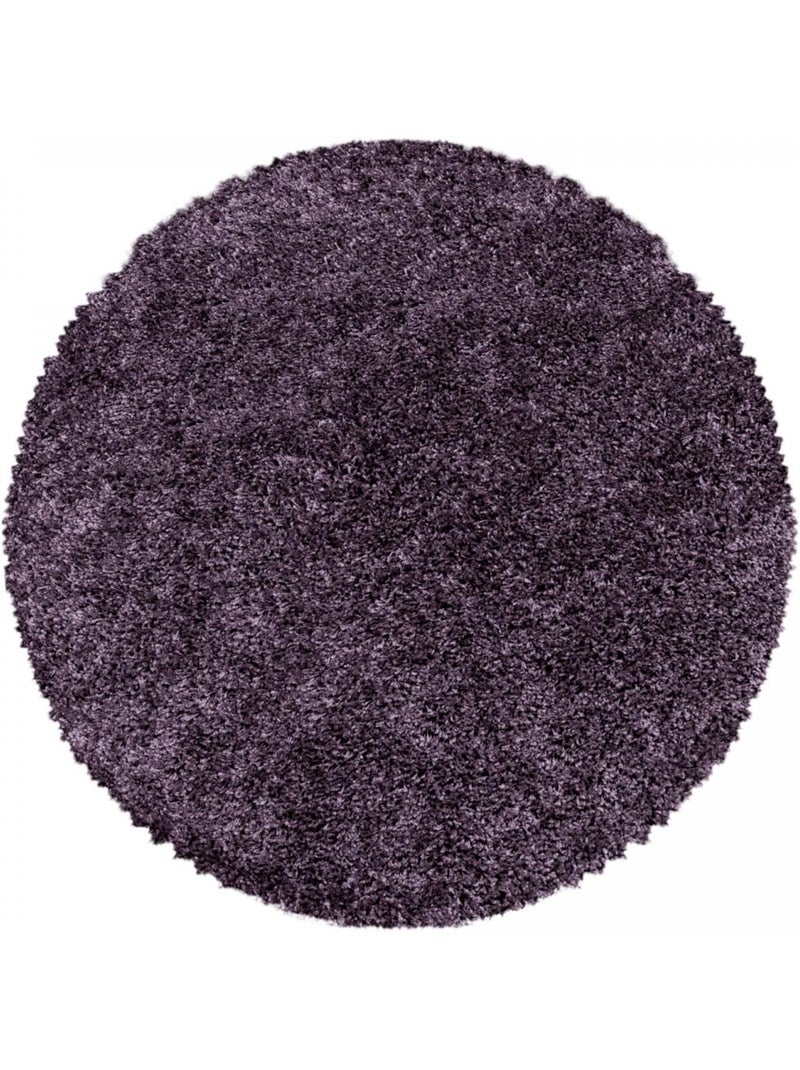 Tapis rond poils longs shaggy tissé motif uni UNI I Violet - Kiabi