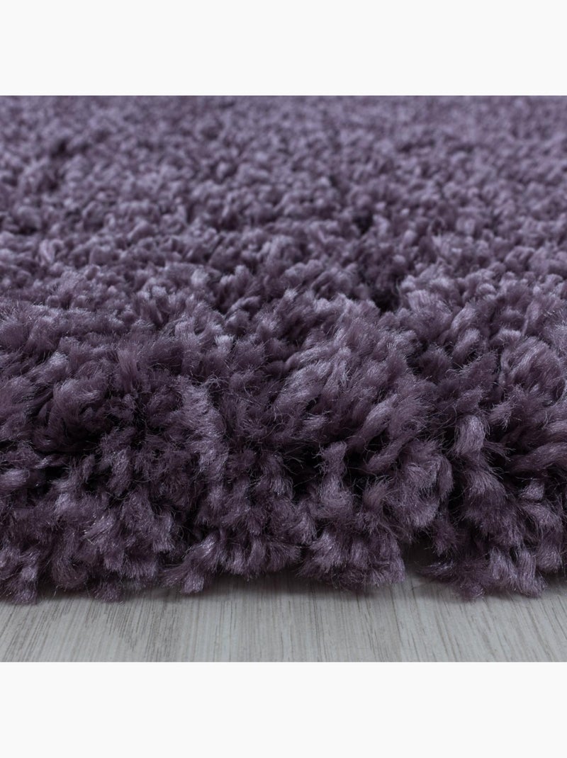 Tapis rond poils longs shaggy tissé motif uni UNI I Violet - Kiabi