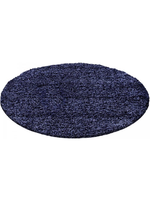 Tapis rond poils longs shaggy tissé motif uni UNI L - Kiabi