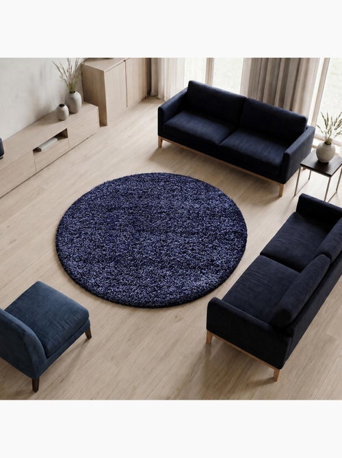 Tapis rond poils longs shaggy tissé motif uni UNI L - Kiabi