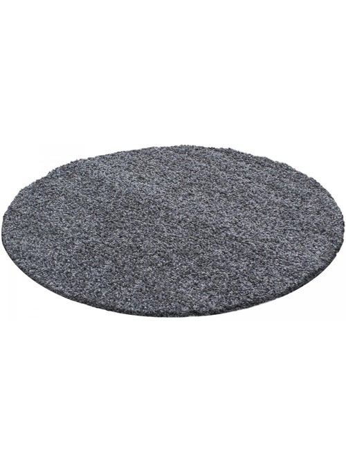 Tapis rond poils longs shaggy tissé motif uni UNI L - Kiabi