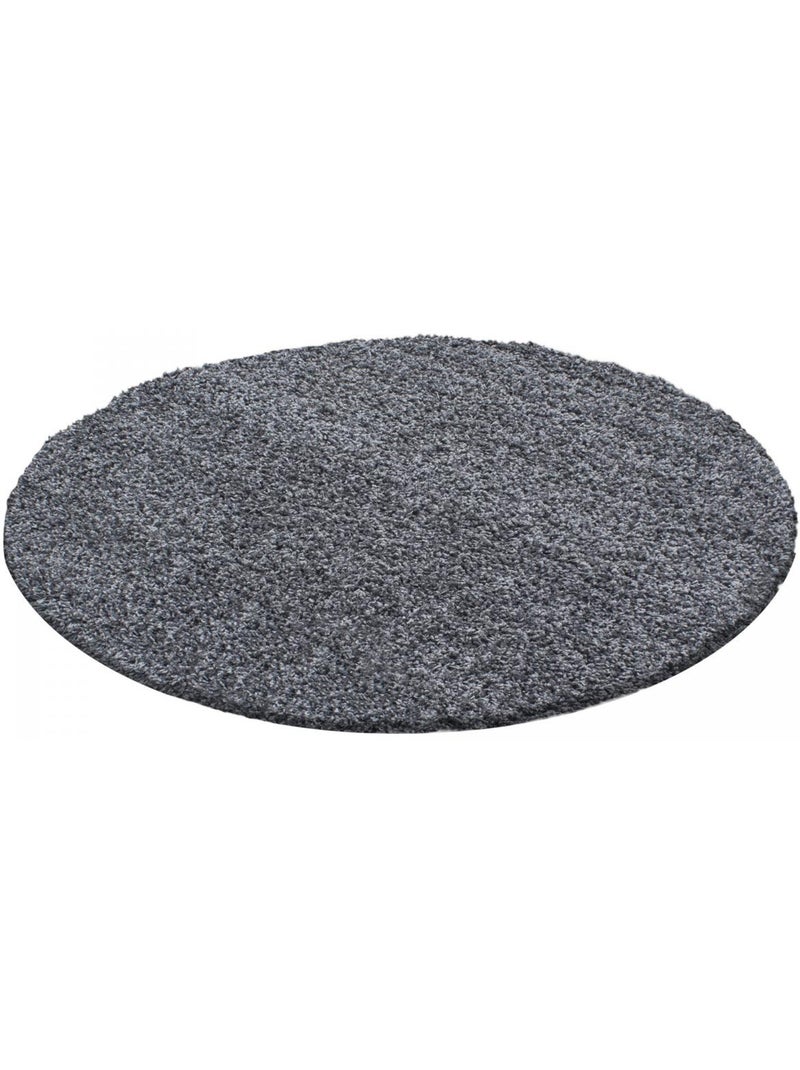 Tapis rond poils longs shaggy tissé motif uni UNI L Gris - Kiabi