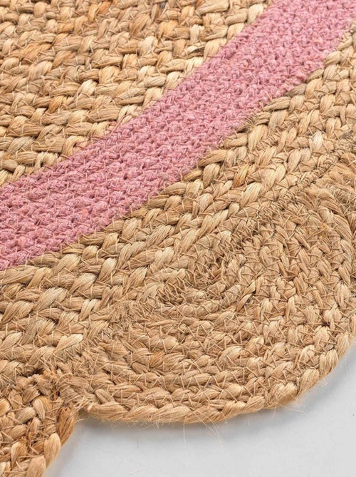 Tapis rond pompons 90 cm jute polycoton Rosaly - Kiabi