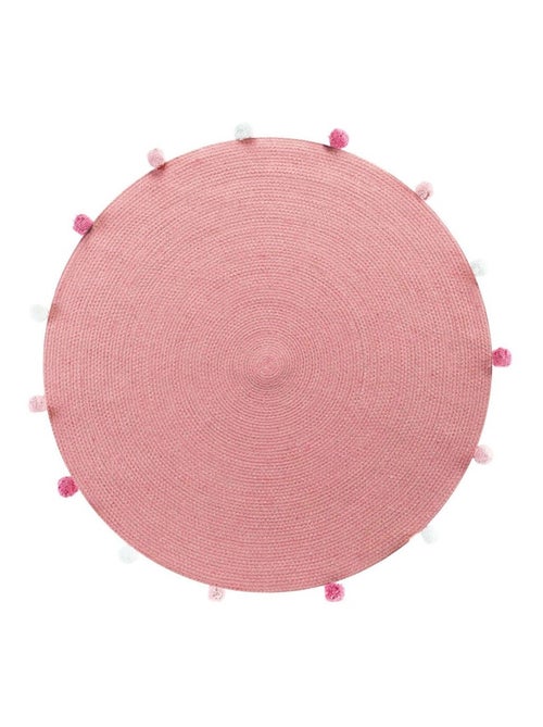 Tapis rond pompons 90 cm Pompomparty dragée - Kiabi