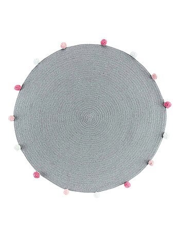 Tapis rond pompons 90 cm Pompomparty vert