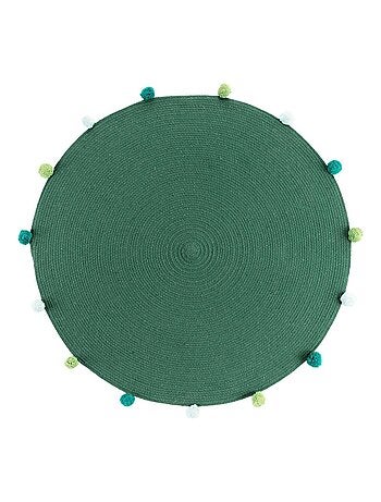 Tapis rond pompons 90 cm Pompomparty vert