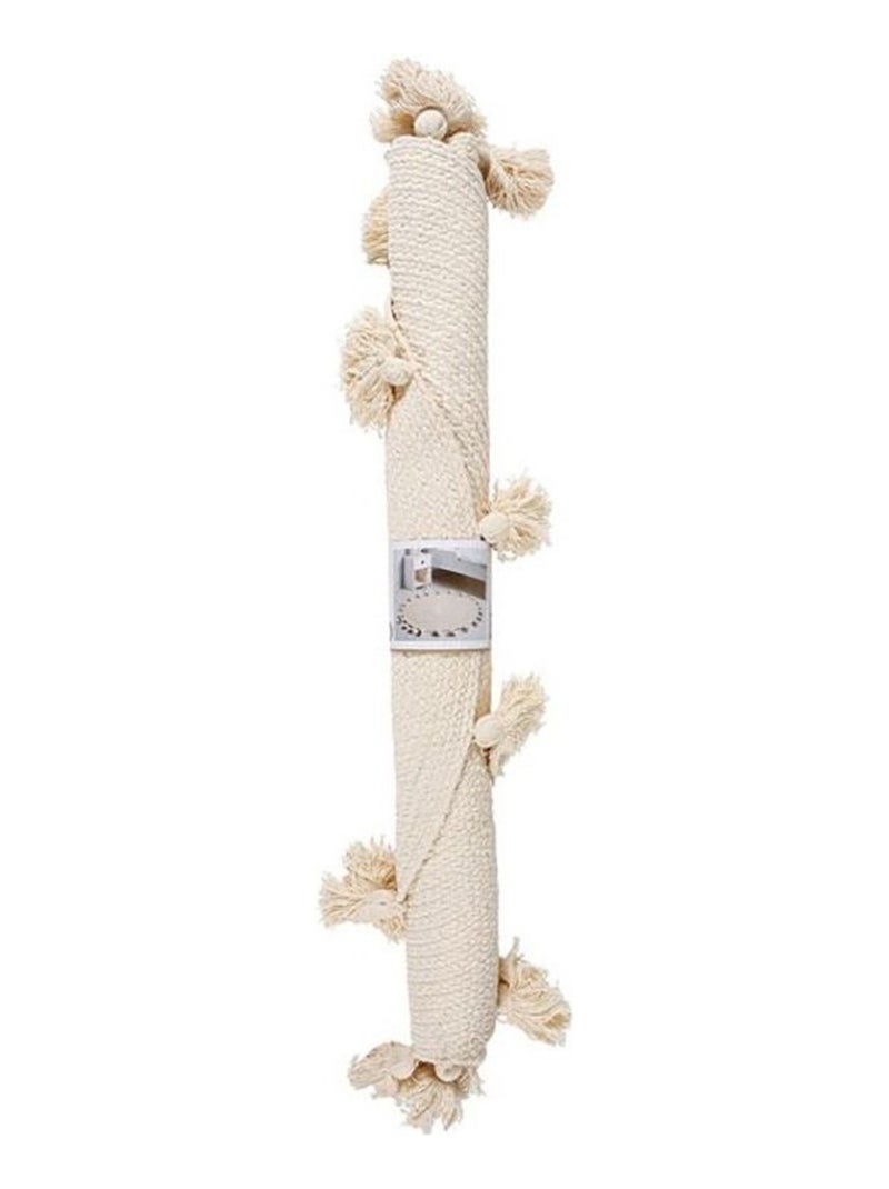 Tapis rond pompons écru coton D90 Blanc - Kiabi