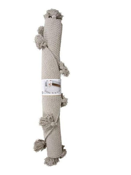 Tapis rond pompons gris coton D90 - Kiabi