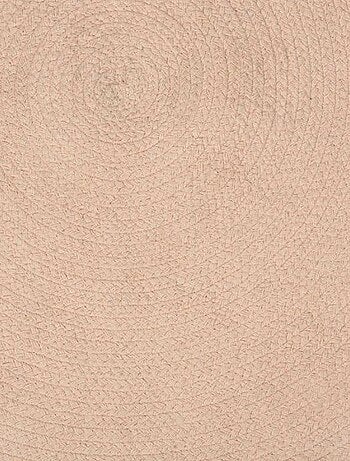 Tapis rond pompons rose coton D90