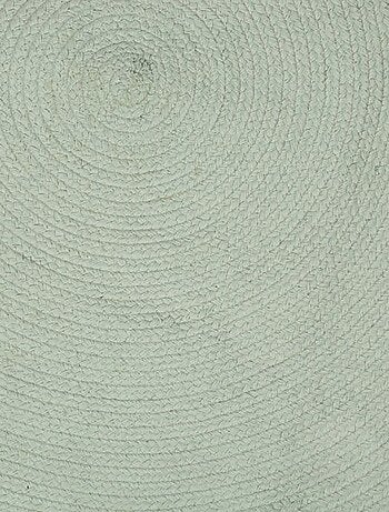 Tapis rond pompons gris coton D90