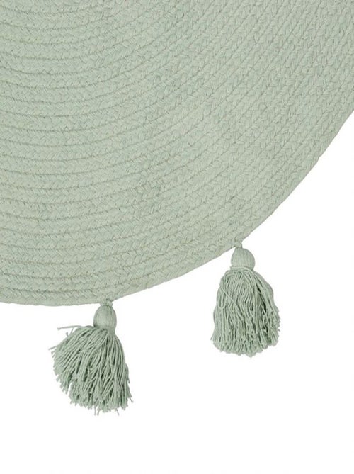 Tapis rond pompons vert coton D90 - Kiabi