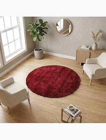Tapis shaggy fait main motif uni MALAIDORY