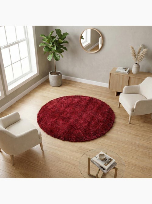 Tapis rond shaggy fait main motif uni MALAIDORY - Kiabi