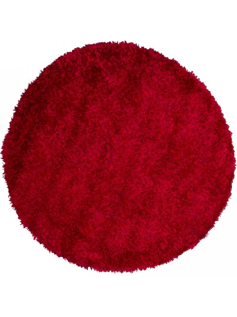 Tapis rond shaggy fait main motif uni MALAIDORY Rouge - Kiabi
