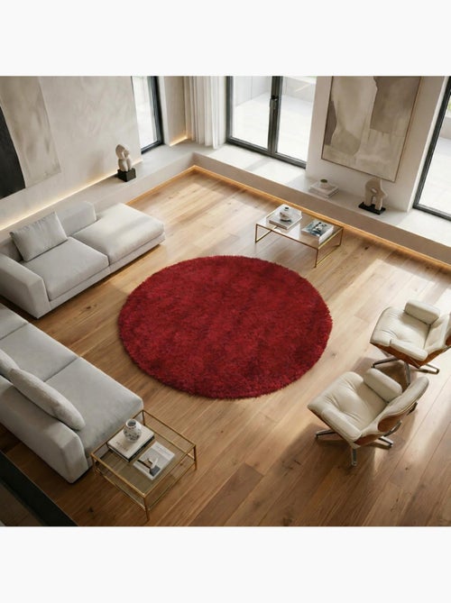 Tapis rond shaggy fait main motif uni MALAIDORY - Kiabi