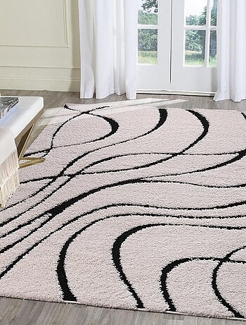 Tapis shaggy tissé motif géométrique POUDA